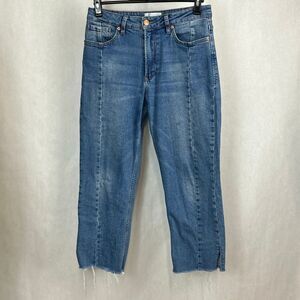 Dear John Jodi Denim Jeans Sz 28 Straight Leg Stretch Raw Hem High Rise